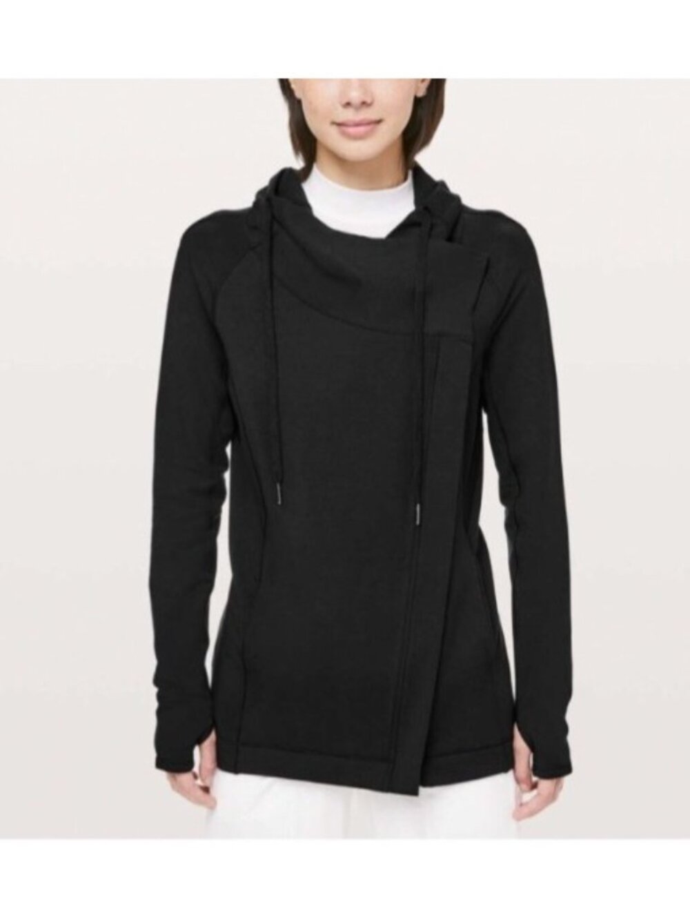 Lululemon Coast Easy Wrap Womens Size 6 Black Full Zip Cocoon Yoga Jacket W4AUGS